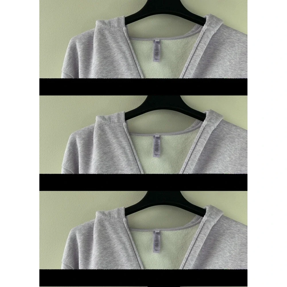 SKIMS Limited Edition Cotton Fleece Cropped Full Zip Up Hoodie Purple Heather M - Picture 4 of 16